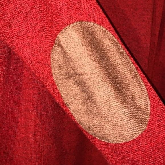 Alaster Queen Brushed Red & Plaid Contrast Cowl Neck Elbow Patch Sweater Dress - Picture 10 of 16